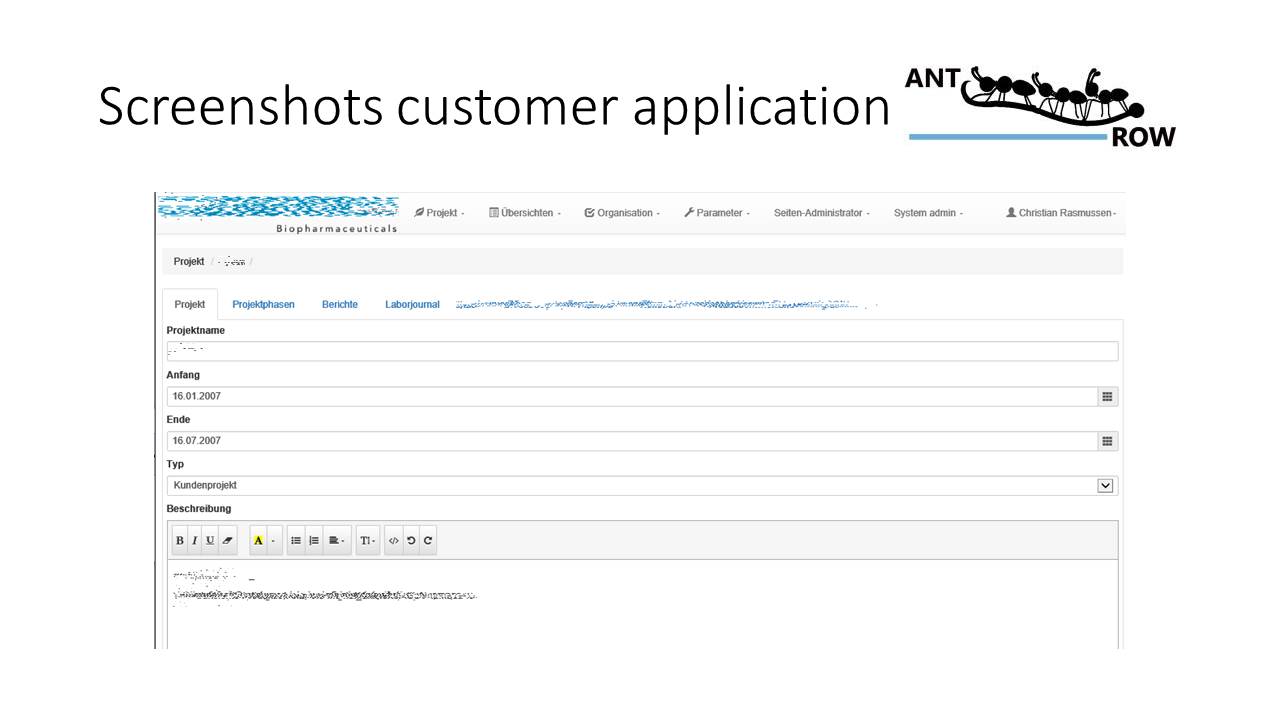 Screenshots customer application 2